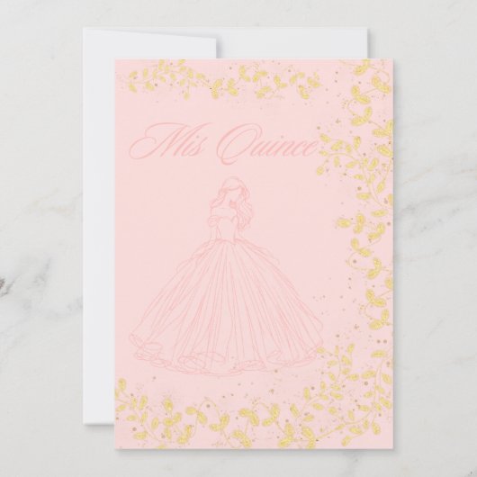 Chic Blush Pink & Gold Quinceanera Invitation 招待状 (裏面)