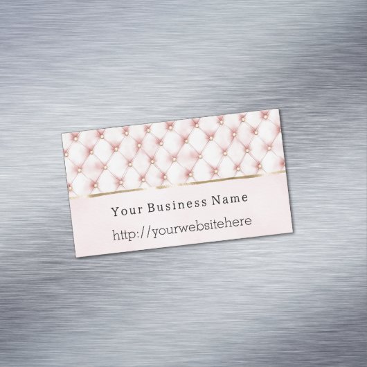 Chic Blush Pink Gold Tufts Business name website マグネット名刺 (インサイチュ)