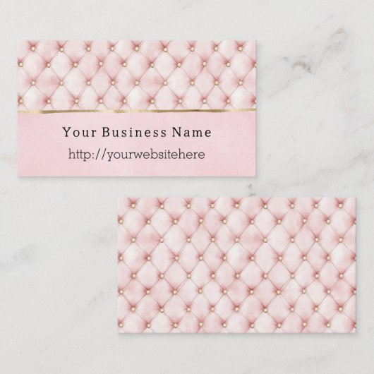 Chic Blush Pink Gold Tufts Business name website 名刺 (正面/裏面)