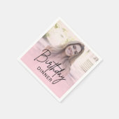 Chic Blush Pink Gradient Photo Birthday Dinner スタンダードカクテルナプキン (角)