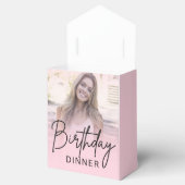 Chic Blush Pink Gradient Photo Birthday Dinner フェイバーボックス (オープン)