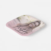 Chic Blush Pink Gradient Photo Birthday Dinner ペーパープレート (傾斜あり)