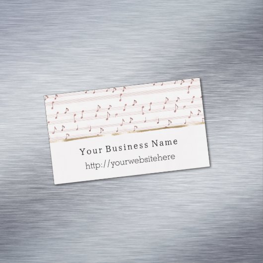 Chic Blush Pink Music Notes Business name website マグネット名刺 (インサイチュ)