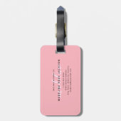 Chic Blush Pink with black Calligraphy name ラゲッジタグ (裏面縦)