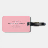Chic Blush Pink with black Calligraphy name ラゲッジタグ (裏面横)
