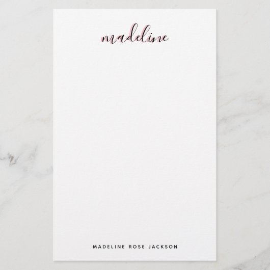 Chic Blush Pink with black Calligraphy name 便箋 (正面)