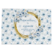 Chic Bohemian Light Blue Gold Wedding Gift Bag ラージペーパーバッグ (裏面)