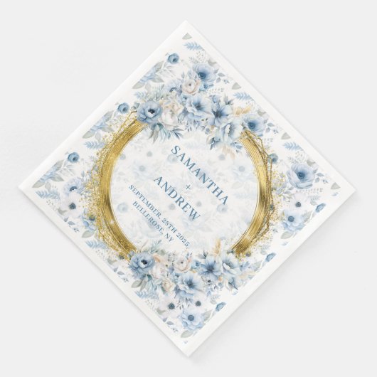Chic Bohemian Pastel Blue Gold Sparkle Wedding Nap (コーナー)