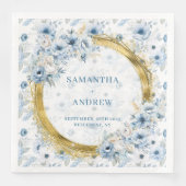 Chic Bohemian Pastel Blue Gold Sparkle Wedding Nap (正面)