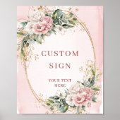 Chic Bohemian Rose Gold Greenery Custom Sign ポスター (正面)
