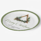 Chic Bohemian Rustic Christmas Tree Scene Plates ペーパープレート (アングル)