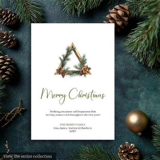 Chic Bohemian Rustic Neutral Christmas Greeting  シーズンカード