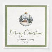 Chic Bohemian Winter Scene Rustic Christmas Napkin (正面)