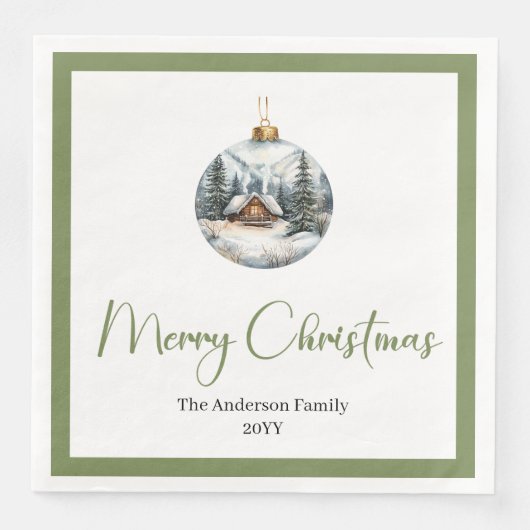 Chic Bohemian Winter Scene Rustic Christmas Napkin (正面)