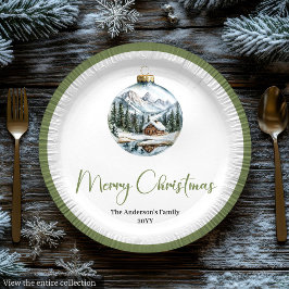 Chic Bohemian Winter Scene Rustic Christmas Plates ペーパープレート