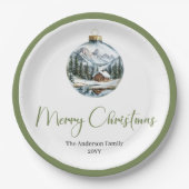 Chic Bohemian Winter Scene Rustic Christmas Plates ペーパープレート (正面)