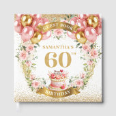 Chic Boho 60th Birthday Guest Book Bloom Aesthetic ゲストブック (正面)