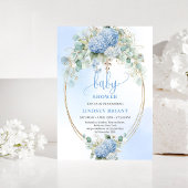 Chic Boho Blue Hydrangeas Baby Shower Invitation 招待状
