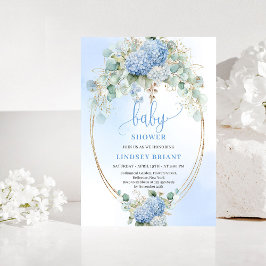 Chic Boho Blue Hydrangeas Baby Shower Invitation 招待状