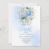 Chic Boho Blue Hydrangeas Bridal Shower Invitation 招待状 (正面)
