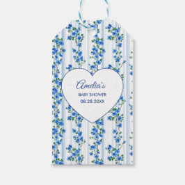 Chic Boho Blue Wildflower Boy floral Baby Shower  ギフトタグ