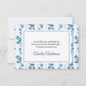 Chic Boho Blue Wildflower Boy floral Baby Shower  サンキューカード (裏面)