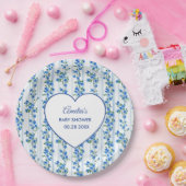 Chic Boho Blue Wildflower Boy floral Baby Shower  ペーパープレート (パーティー)