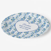 Chic Boho Blue Wildflower Boy floral Baby Shower  ペーパープレート (アングル)