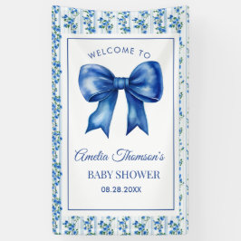 Chic Boho Blue Wildflower Boy floral Baby Shower  横断幕