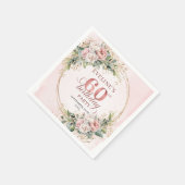 Chic Boho Blush Pink Greenery 60th Birthday Napkin スタンダードカクテルナプキン (角)