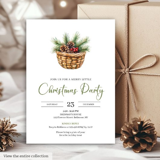 Chic Boho Botanical Earthy Holiday Party Invites 招待状
