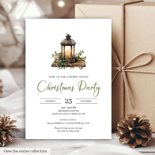 Chic Boho Botanical Earthy Holiday Party Invites 招待状