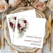 Chic Boho Burgundy Gold Rose Wedding Paper Napkins