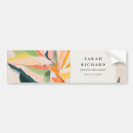 Chic Boho Colorful Bird Of Paradise Painted Floral バンパーステッカー