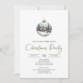 Chic Boho Cozy Winter Scene Deer Christmas Invites 招待状 (正面)
