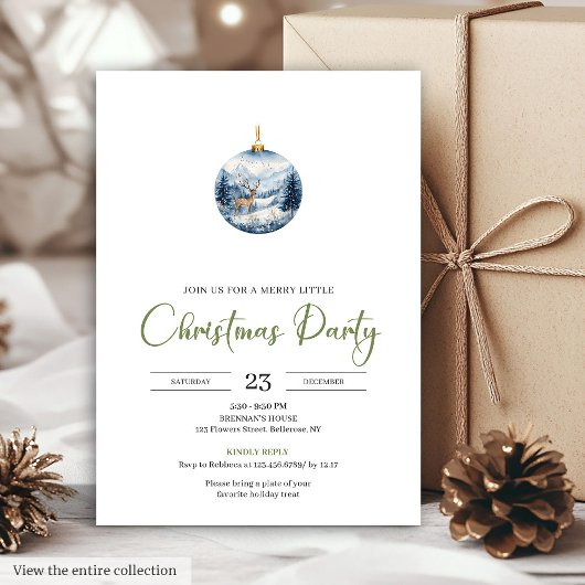 Chic Boho Cozy Winter Scene Deer Christmas Invites 招待状