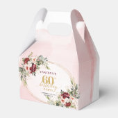 Chic Boho Deep Red Floral 60th Birthday Gift Box フェイバーボックス (正面サイド)