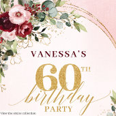 Chic Boho Deep Red Floral 60th Birthday Gift Box フェイバーボックス