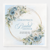 Chic boho dusty blue flowers eucalyptus gold party (正面)