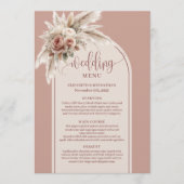 Chic Boho Dusty Pink Pampas Floral Wedding Menu メニュー (正面)