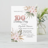 Chic Boho Flowers 100th Birthday 招待状 (スタンド正面)