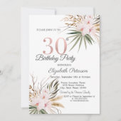Chic Boho Flowers 30th Birthday 招待状 (正面)
