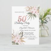 Chic Boho Flowers 50th Birthday 招待状 (スタンド正面)