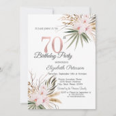 Chic Boho Flowers 70th Birthday 招待状 (正面)