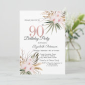 Chic Boho Flowers 90th Birthday 招待状 (スタンド正面)