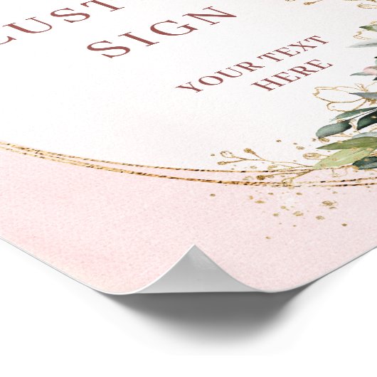 Chic Boho Light Pink Floral Custom Sign ポスター (角)