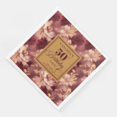 Chic Boho Marsala Blush Gold 50th Birthday Napkin (コーナー)