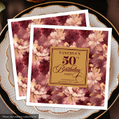 Chic Boho Marsala Blush Gold 50th Birthday Napkin