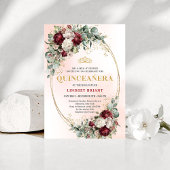 Chic Boho Marsala Flowers 15th Birthday Invitation 招待状