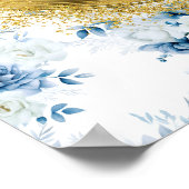 Chic Boho Pastel Blue Gold Wedding Custom Tabletop ポスター (角)
